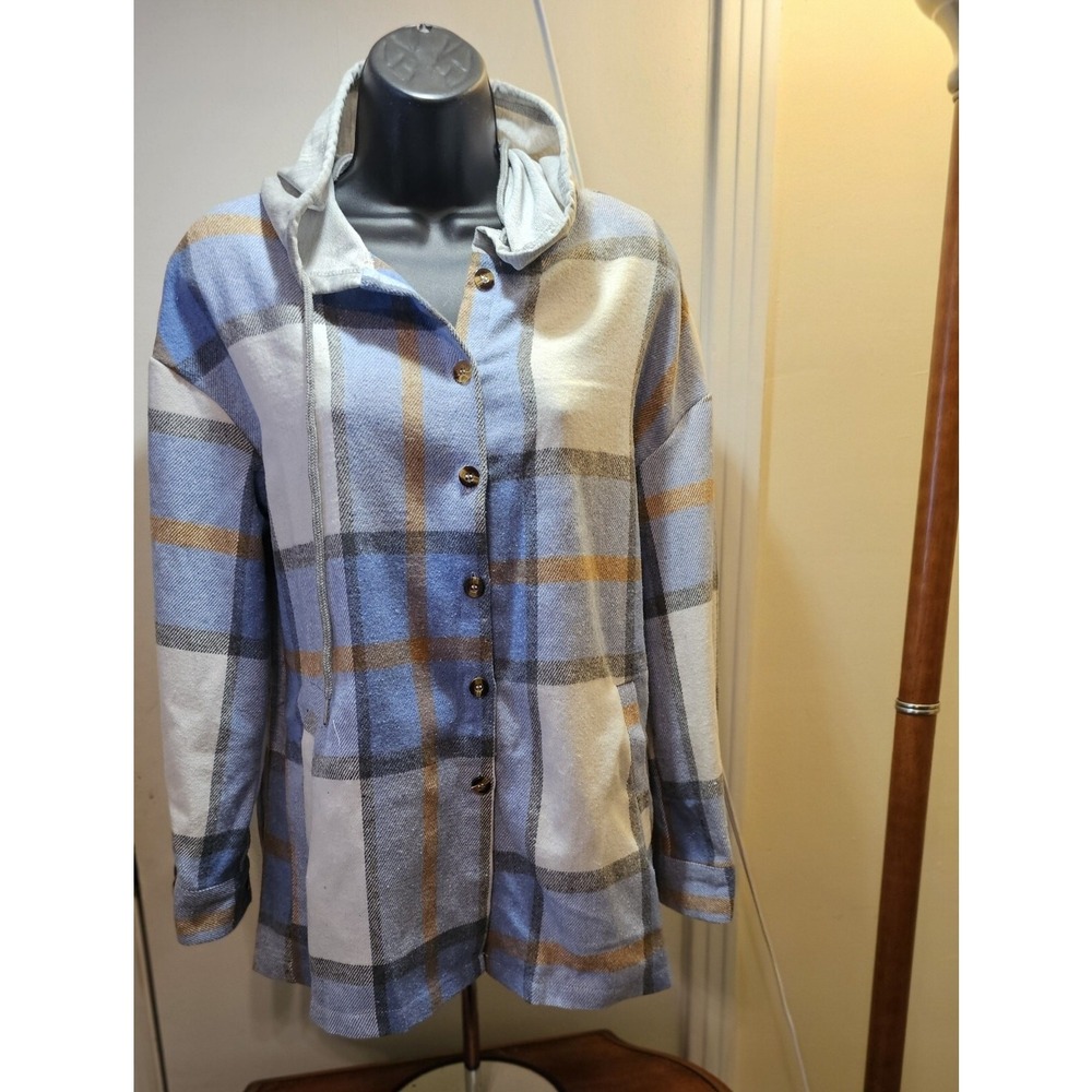 Women Cardigan Sweatshirt Stylish Casual Autumn Winter Color Blocking Plaid - SM